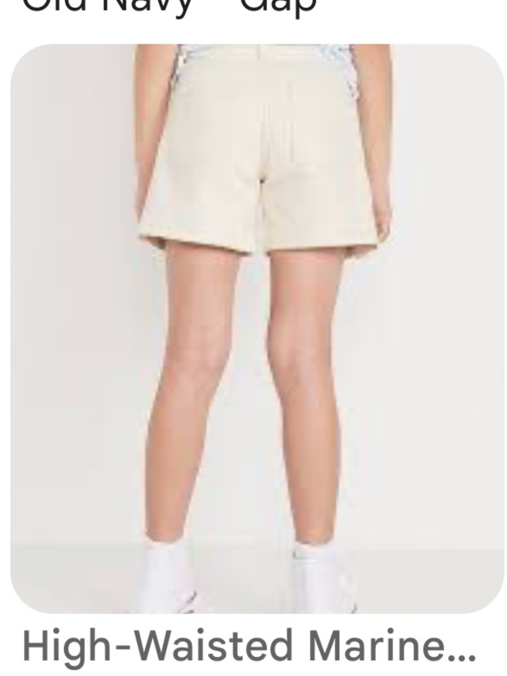 Old Navy High-Waist Cream Oat Blue Denim Shorts Patch Pockets 16 Girls Mariner - Picture 13 of 13